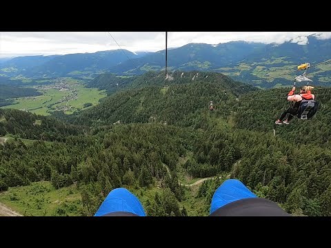Europe's largest Zipline | FULL RIDE | TOP PLACES Austria | Stoderzinken - Schladming | 60 fps 1080p