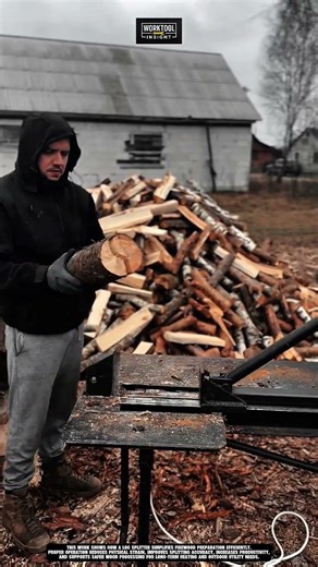 Splitting firewood efficiently outdoors using Work Tool Log Splitter #tool #worktool