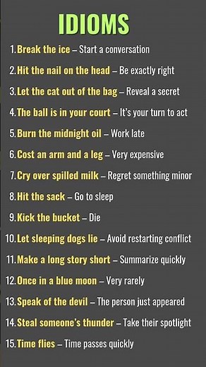 15 English Idioms You Must Know! 🗣️🔥 #dailyenglish #english #englishgrammar #pastsimple #shorts