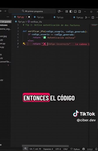 👌🛡️Activa la autenticación de 2F en Python🐍👩🏼‍💻 print(