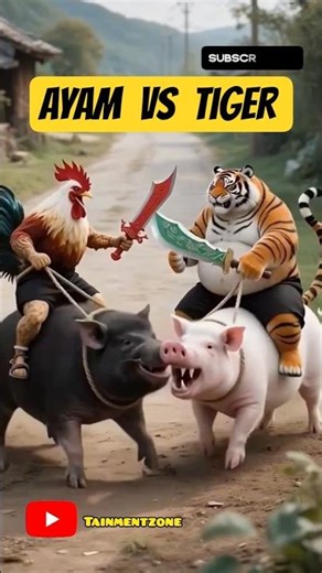 Ayam melawan Tiger gara gara ulah Oyen mereka berantem #shortvideo #cartoon #animation