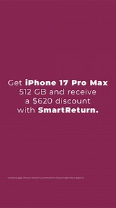 Get iPhone 17 Pro Max 512 GB and receive a $620 discount with SmartReturn. Conditions apply. | SaskTel