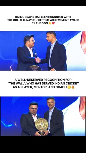 Rahul Dravid Receives Lifetime Achievement Award 🇮🇳 | The Wall Honoured