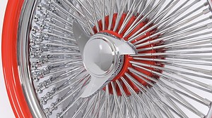 22X8 Zenith Wire Wheels Standard 150-Spoke Straight Lace Chrome with Red Accents Rims