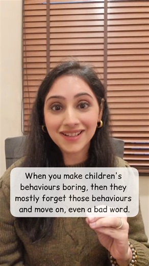 Ishinna B. Sadana on Instagram: "When toddlers and young children use a bad word or behave in ways that we dont like, we need to make that behaviour boring and not interesting with our reaction. When we make it boring, the behaviour fades away but when we give big reactions, they increase and become stubborn behaviours. Comment "BORING" and I will share simple practical ways to make children's unwanted behaviours boring and thus stop repeating. Our two month online Certified Positive Parenting C