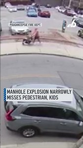 Manhole explosion narrowly misses pedestrian, kids