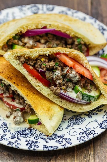 Middle Eastern Ground Beef Pita Sandwich