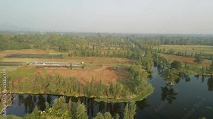 Lateral view of Xochimilco conservation zone in Mexico city