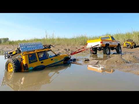 Tiny vs Big! 1/24 Scale RC CARS in Deep Mud & Double Rescue