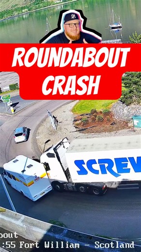 Roundabout crash on camera