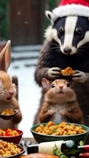 Wildlife Christmas Magic in the Cottage Garden | Winter Animals in a Festive Scene