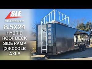 8.5' X 24' Charcoal Enclosed Trailer Hybrid Roof Platform and Equipment Hauler