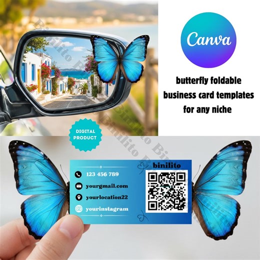Butterfly Pop-up Business Card | Custom QR Code Design | 3D Branding Template | Printable PDF - Etsy