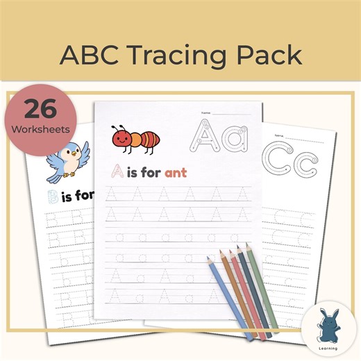 ABC Tracing Pack | Preschool Alphabet Worksheets, Upper and Lowercase Letter Tracing, A - Z Printable Activities for Toddlers - Etsy