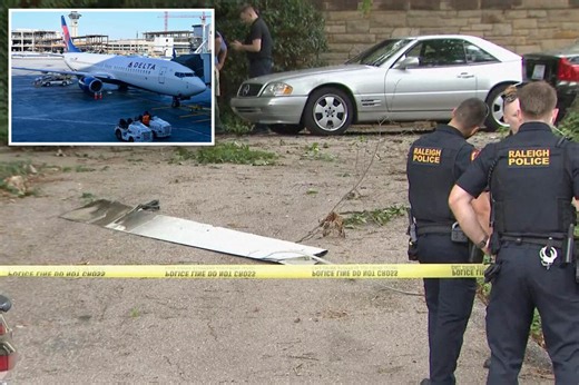 Piece of Delta airplane wing plummets onto NC driveway mid-flight — and crew had no idea until they landed