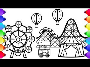 Learn How to Draw an Amusement Park Step by Step | Carnival Coloring Page | Easy to Draw