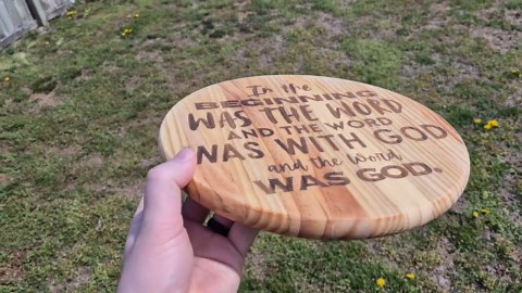 Wooden Bible Sign - In the Beginning - 10 Inch Round Pine Plaque - Christian Gifts