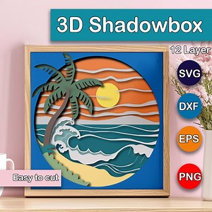 Beach Shadow Box Svg, Ocean Shadow Box Svg, Summer Shadow Box Svg, DIY Nature Wall Art, Outdoors SVG, Cricut Paper Craft Project - Etsy