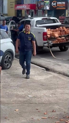 Pickup Truck Spills Massive Load of Bricks onto the Street
