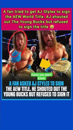 AJ Styles Refuses to Sign AEW Title 😳 Shouts Young Bucks #ajstyles #mattriddle #shorts #aew #usa #uk