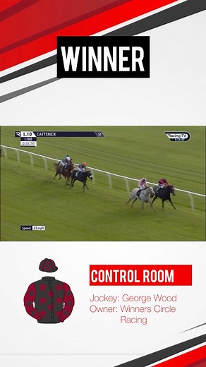 CONTROL ROOM 🥇 just holds on to record her first career victory. Making all under George Wood at Catterick Racecourse. Congratulations to Winners Circle Racing. 🍾 #robertcowellracing #sprinttosuccess | Robert Cowell Racing