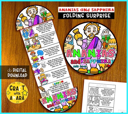 Ananias and Sapphira Folding Surprise Bible Craft, Bible Study Guide Lesson, Sunday School, Church Activity Kid Mini Book, New Testament - Etsy