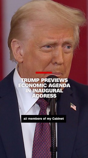 In his inaugural address, President Donald Trump promised to "drill, baby, drill" as he aims to end green mandates and create a new "External Revenue Service" to collect revenue from tariffs on imports. | CNN International