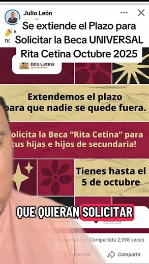 Se extiende el Plazo para Solicitar la Beca UNIVERSAL Rita Cetina Octubre 2025 | Soy Universitario