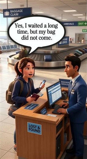 My Bag Is Missing! Easy English at the Airport ✈️ #EnglishTips #AirportEnglish #LearnEnglish