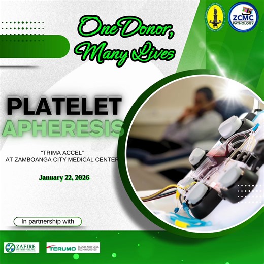 ✨ A new milestone in saving lives! ✨ The ZCMC Department of Pathology and Laboratory Medicine, in partnership with Zafire Distribution Inc. and Terumo Blood and Cell Technologies, successfully launched the Platelet Apheresis last January 22, 2026, at Garden Orchid Hotel, with the theme: “One Donor, Many Lives.” Powered by the Trima Accel® Platelet Apheresis System, this breakthrough strengthens ZCMC’s transfusion services and brings new hope to patients in need of critical platelet support—espec