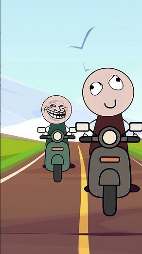 Motorcycle prank. Stickman memes video. Funny animation meme.