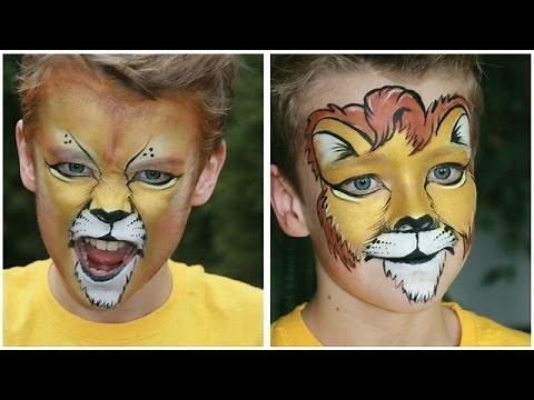 Lion face painting tutorial (2 versions) - Lion makeup