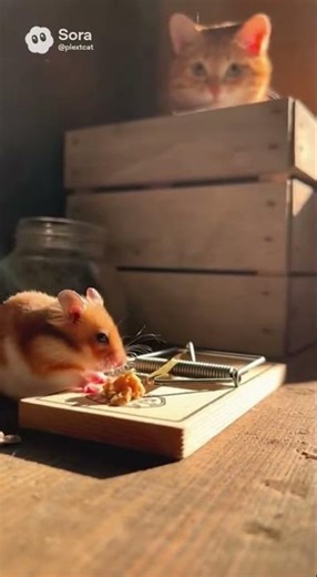 The Risky Snack! 🧀🐭 Mouse vs. Trap, with a Sneaky Cat Observer!