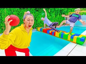 $10,000 DOLLAR DODGEBALL CHALLENGE!! (DON'T FALL IN THE POOL)