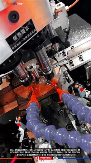 Dual Spindle Innovation: Automatic Tapping Machining #tech #manufacturing