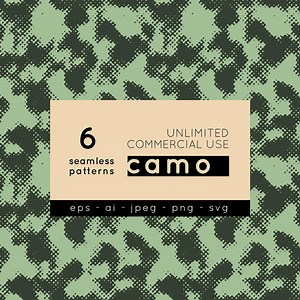 Camo Seamless Pattern Set: Military Camouflage Print (SVG, PNG, JPEG, Vector) - Digital Download, Commercial Use - Creative Surface Design - Etsy