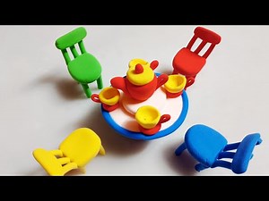 DIY How To Make Clay Table & Chairs I Clay Tea Set I Miniature Clay Table, Chairs And Tea Set