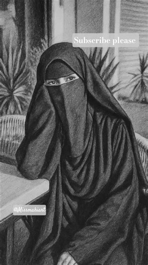 Simple and beautiful niqaab girl pencil drawing shading realistic art #niqaabart #pencildrawing