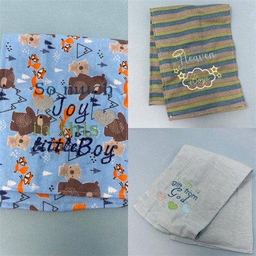 Baby Boy Embroidered Burp Clothes (set of 3) - Etsy