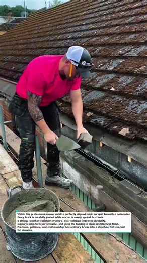 Insane Roofline Brickwork Precision! #brickwork #masonry #construction