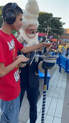 Froodle showing Thomas his weather instruments #shorts #universalstudios #autism