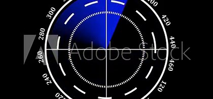 Digital radar screen with targets monitor searching. searching radar screen, technology radio waves signal animation. .Radar point to detect enemy position. Virtual dashboard interface for futuristic.