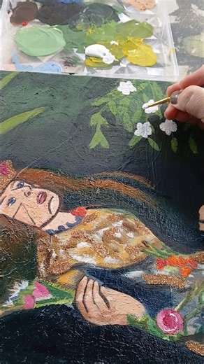 Beauty Ophelia, painting white flowers. #art #cinthyapicazoart #oilpainting #popart #acrylicpainting