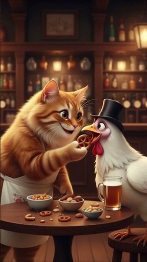 How the cat eats the chicken.”