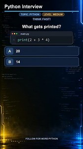 Python Challenge Trap! 2 + 3 * 4 = ? #python #pythonmcq #pythoninterview