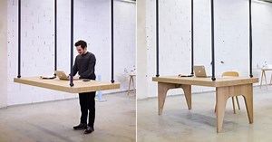 JCPCDR's 'flying table' uses detachable seat belts to hang from the ceiling