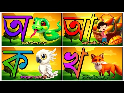 Learn A A I I in colors | Bangla Alphabet Learning for Kids | Bengali rhymes @tinykidstvbangla1128