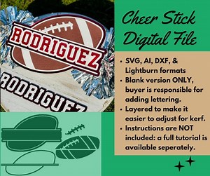 Blank Split Football Mascot Design File: Cheer Spirit Stick SVG, DXF, AI & Lightburn Formats - Etsy
