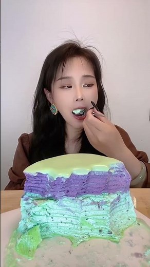 Asmr🍰Eating Mint Layer Cake🍰 (Soft And Waxy Sound) 크림丨먹방丨Mukbang丨Satisfying丨Eatings