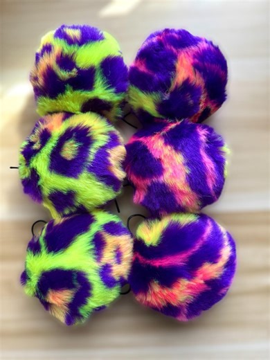 Neon Cheetah Faux Fur Pom: Colorful Pom Poms - Etsy